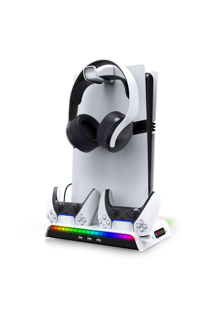 PS5 Pro/PS5 Slim Uyumlu RGB Şarj İstasyonlu Soğutucu Stand - PG-P5S006