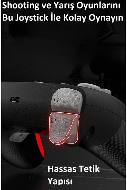 Kablosuz Wireless Ps4 Android Apple Uyumlu iOS Switch Pc Six-axis Oyun Kolu Joystick Mavi