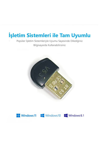 Bluetooth Usb Adaptör Versiyon 5.3 Stick Dongle Edr & Ble Windows 11/10/8.1/7 Uyumlu HDMI
