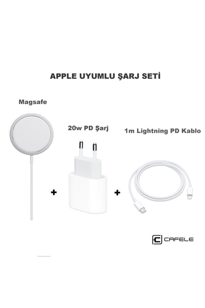 3 In 1 Apple Uyumlu iPhone 12 Serisi Magsafe Şarj Ve 20w Pd Hızlı Şarj Seti