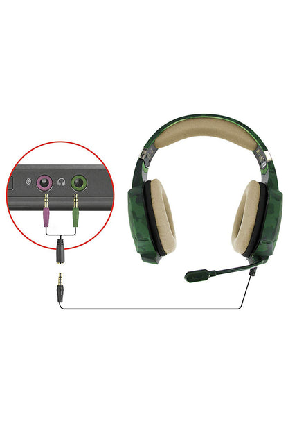 Gxt 322c Carus Yeşil Kamuflaj Gamer Kulaklık Siyah