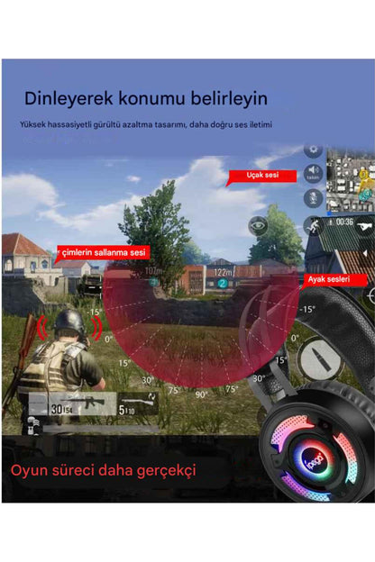 Pg-r008 Ps4-ps5-nintendo Switch-xbox Uyumlu Pc Led Oyuncu Kulaklığı Siyah