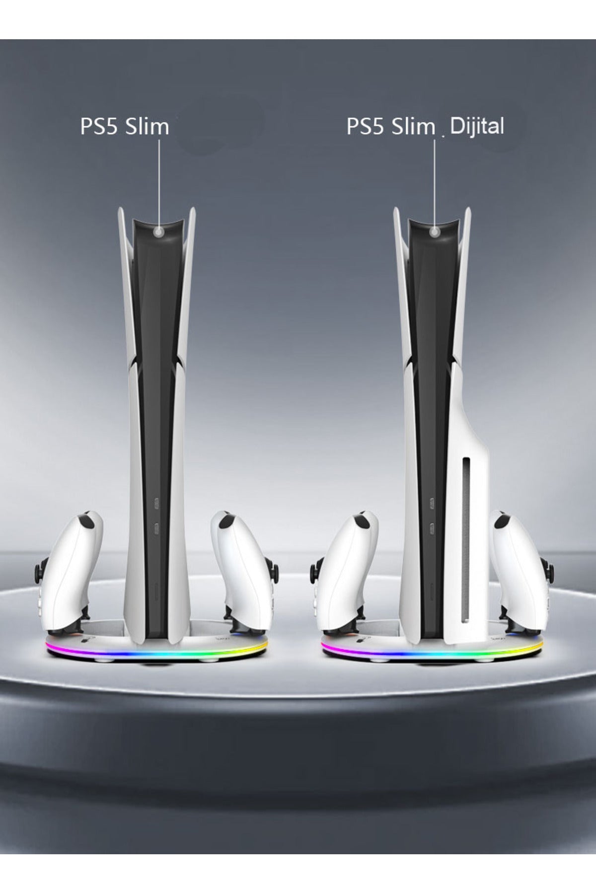 İpega Ps5 Slim Disk/ps5 Slim Dijital Rgb Dikey Stand Kulaklık Tutucu Joystick Şarj Cihazı