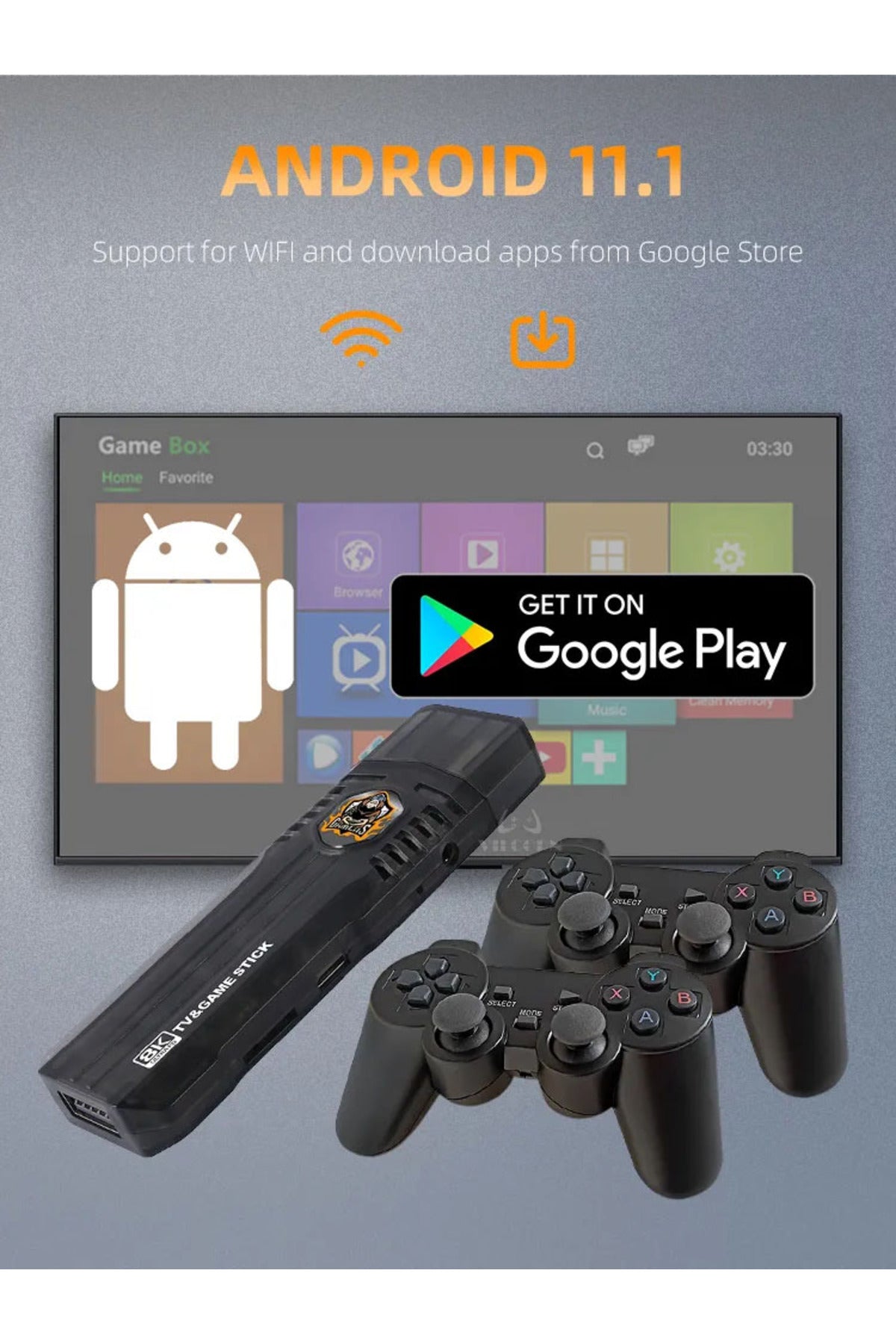 X8 Hdmı 4k Stick 64gb 10.000 Oyunlu Android Retro Tv Oyun Konsolu