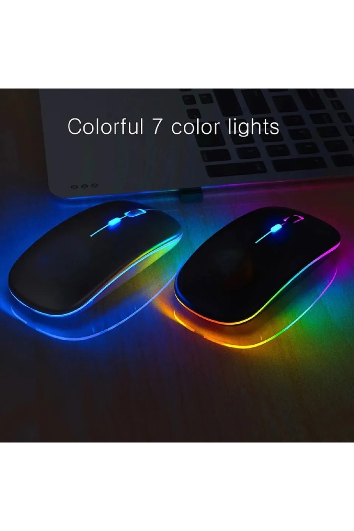 Rgb Ledli Şarj Edilebilir Sessiz Tıklamalı Ergonomik Çift Modlu Kablosuz Bluetooth Mouse Gtx Çok Renkli
