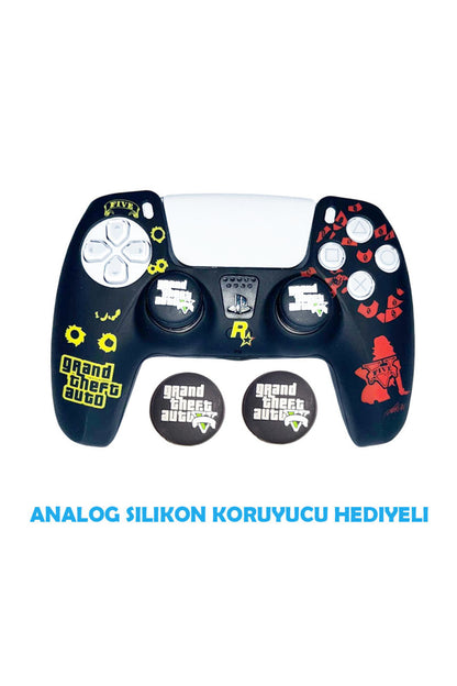 PS5 Dualsense Grand Theft Auto 5  Koruyucu Silikon Kılıf + Analog silikon Koruyucu