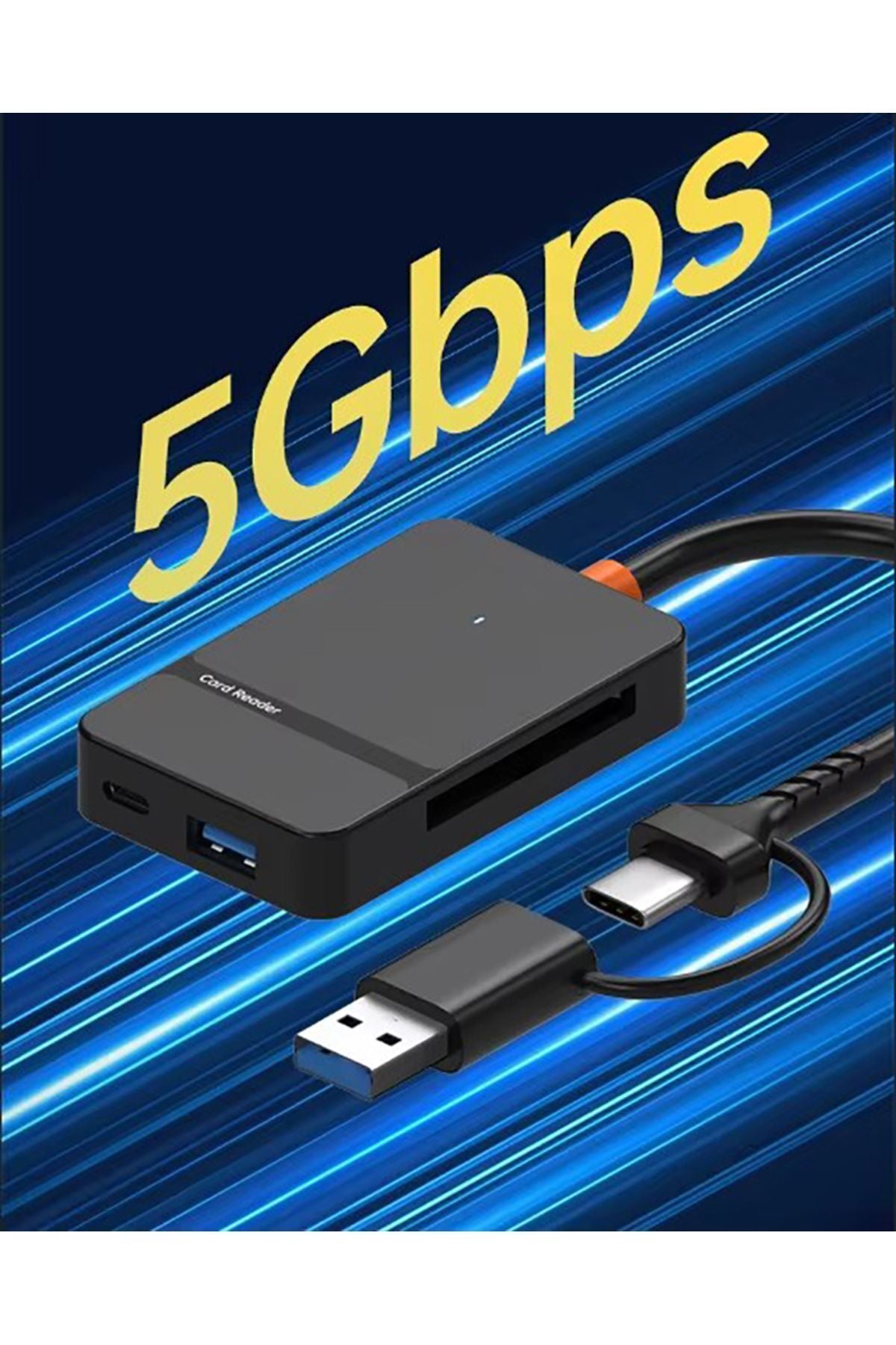 Ads-316 Usb-c + Usb 8 Port Ms Cf Tf/sd Dhc Sdxc Kamera Kart Tak Çalıştır Kart Okuyucu HDMI
