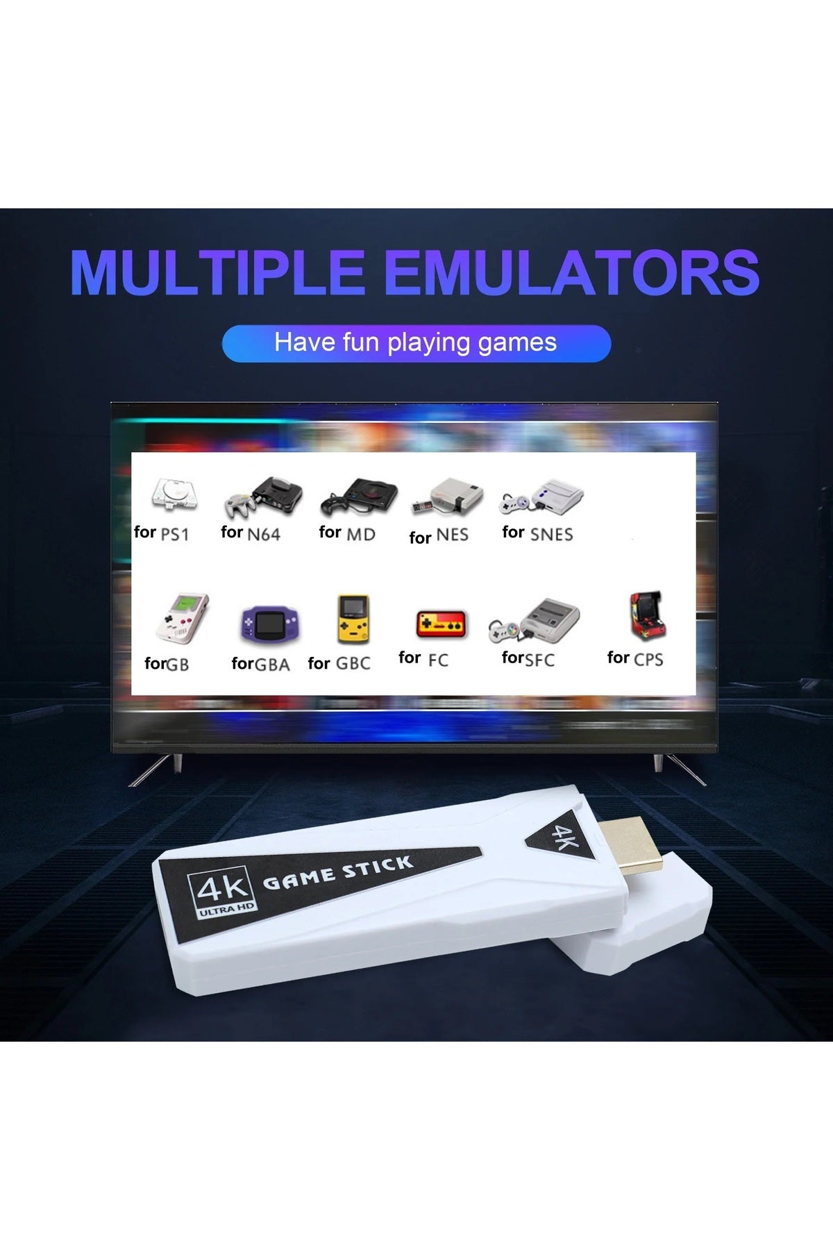 M10 Hdmı 4k Kablosuz Tv Stick 10000+oyun Android Retro Oyun Konsolu Siyah