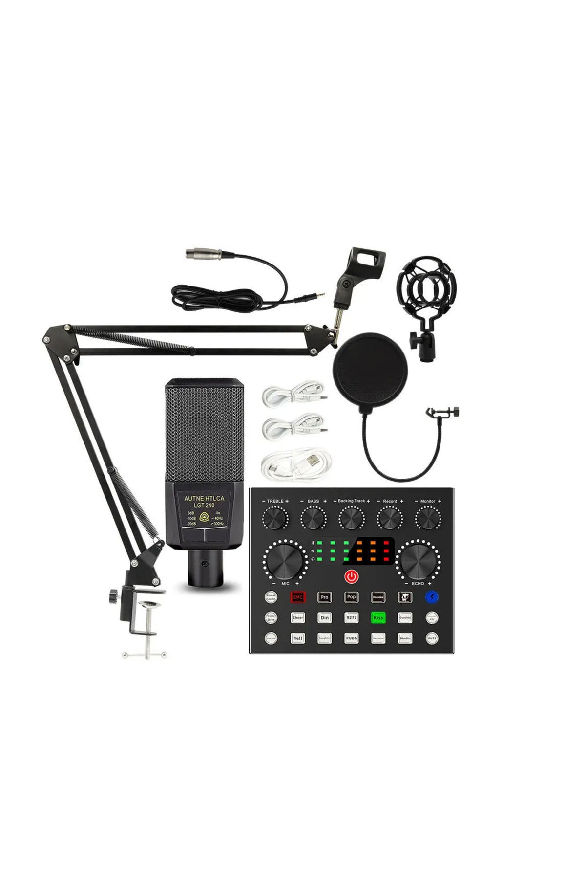 Lgt240 Filtreli Condenser Mikrofon V8s Live Plus Ses Kartı Ve Standlı Set