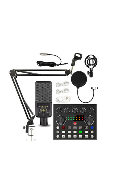 Lgt240 Filtreli Condenser Mikrofon V8s Live Plus Ses Kartı Ve Standlı Set