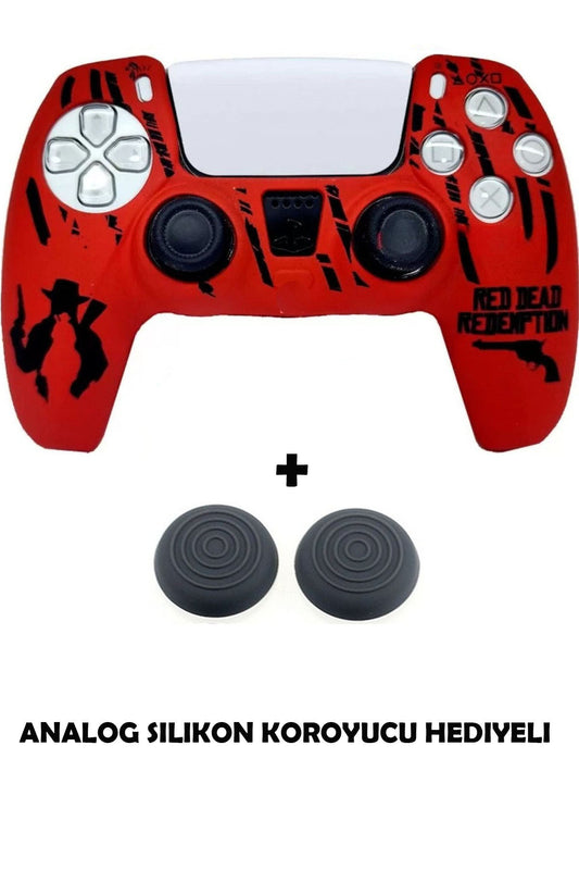 Ps5 Dualsense Red Dead Redemption Desenli Koruyucu Silikon Kılıf + Analog Silikon Koruyucu Rdr Model-4