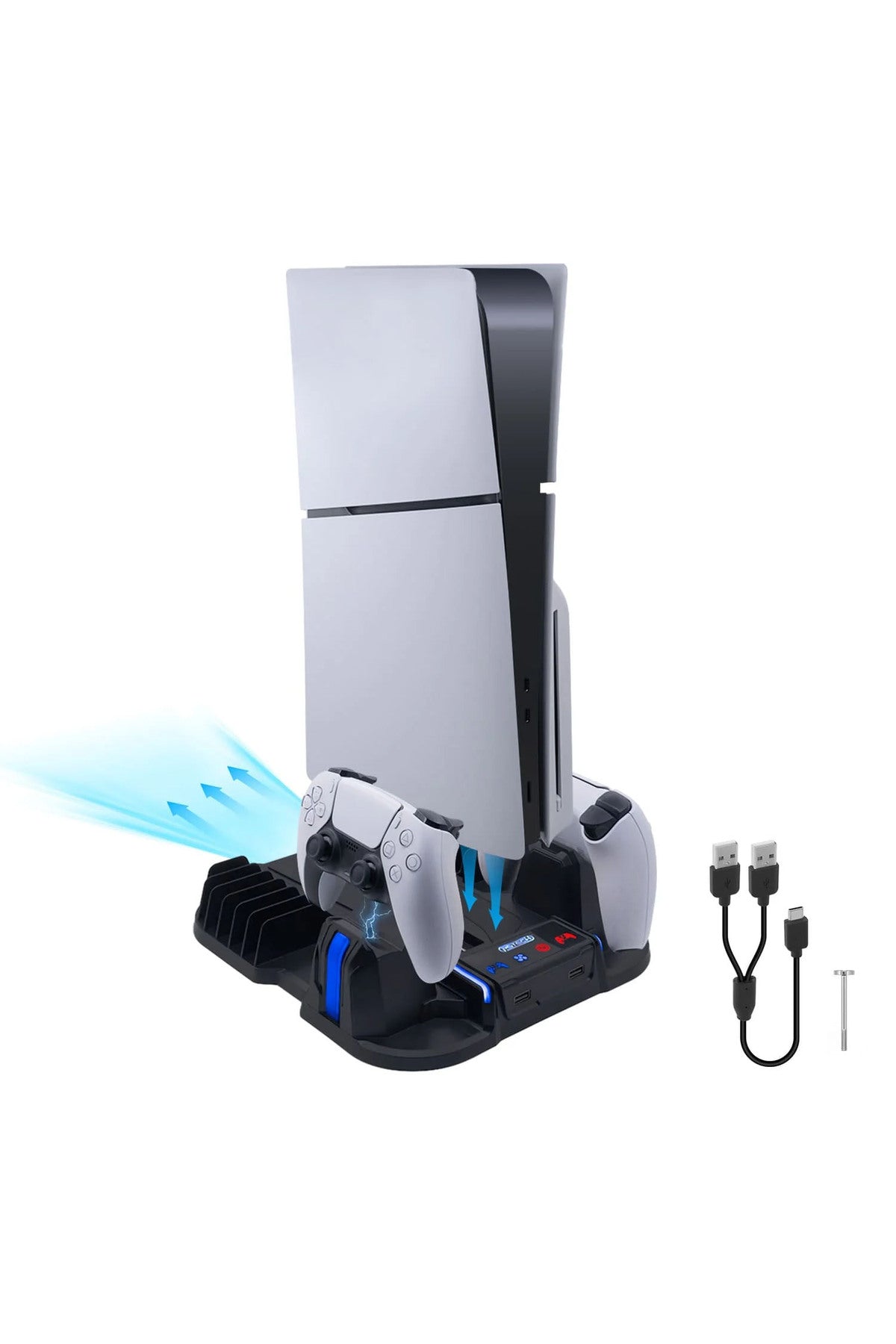Pg-tech Gp-521 Ps5 Slim Disk/ps5 Slim Dijital Uyumlu Multifonksiyonel Soğutucu Fan Şarj Stand Siyah