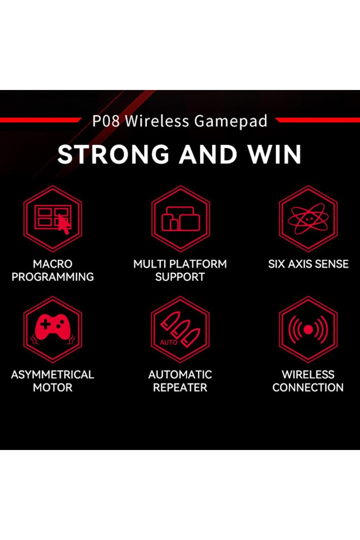 Kablosuz Wireless Ps4 Android Apple Uyumlu iOS Switch Pc Six-axis Oyun Kolu Joystick Siyah-kırmızı