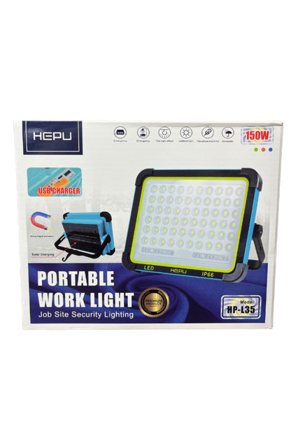 HP-L35 150W Solar Şarjlı Taşınabilir LED Çalışma Lambası |336 LED | IP66 Su Geçirmez | USB Şarj