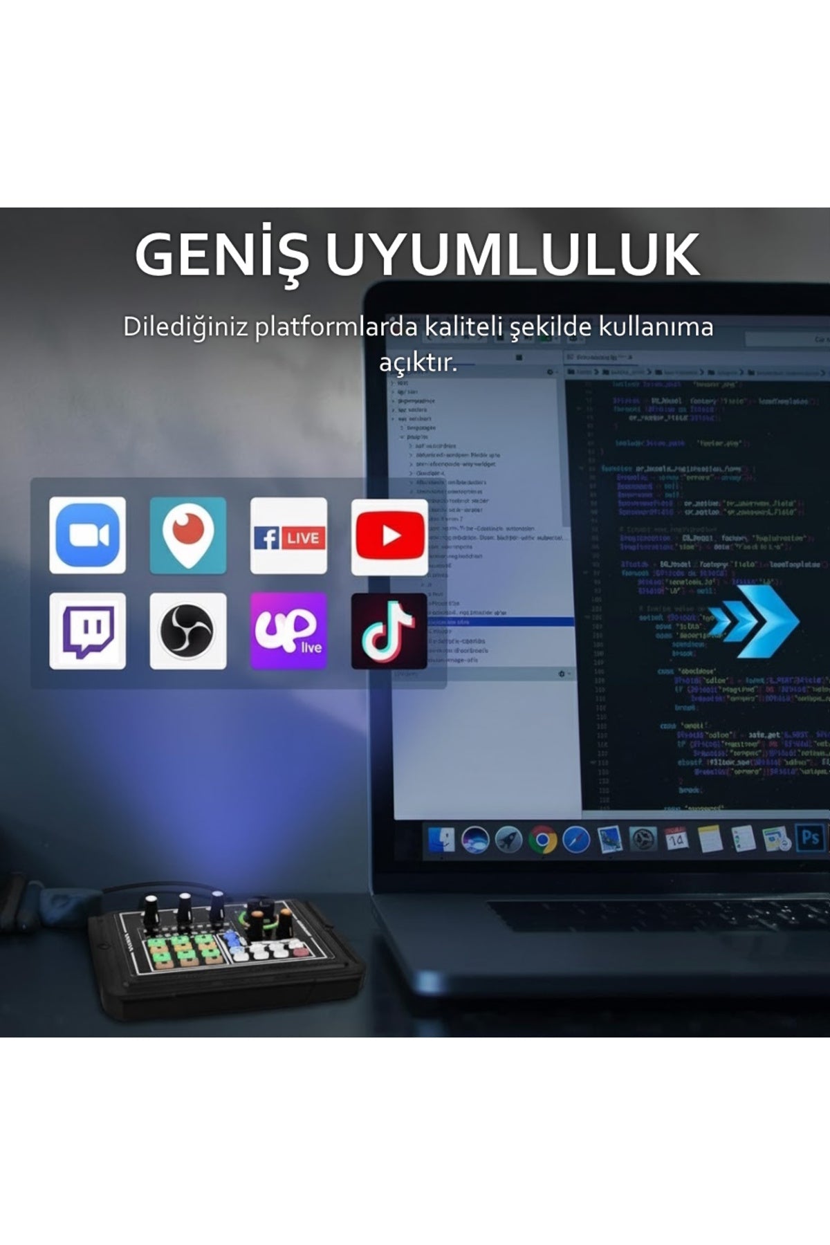 P80 Taşınabilir Profesyonel Podcast Stüdyo Mikser
