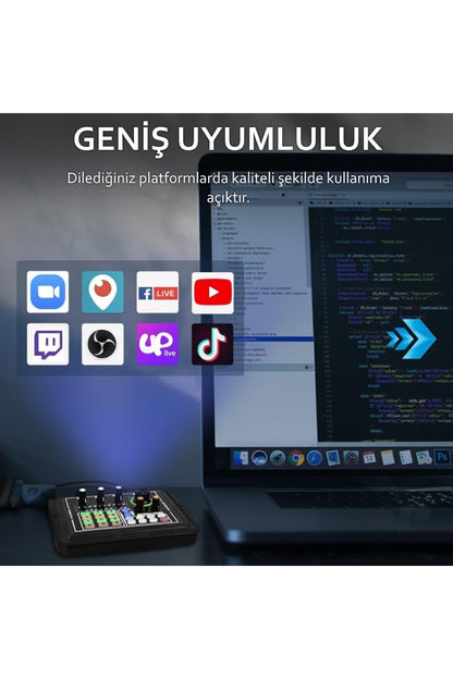 P80 Taşınabilir Profesyonel Podcast Stüdyo Mikser