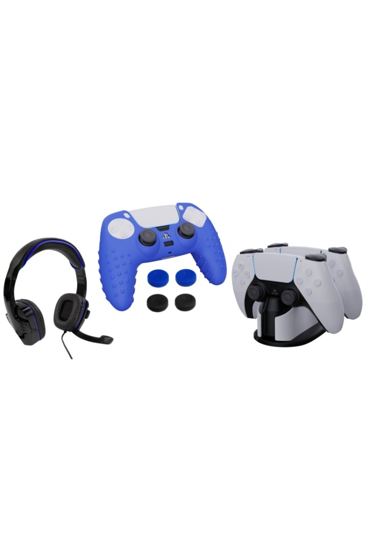 Playstation 5 Oyuncu Seti Kulaklık Şarj Istasyonu Dualsense Kılıf Ve Analog Koruyucu