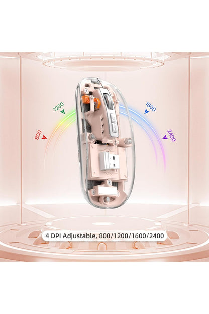 M133 Şeffaf Kablosuz Bluetooth Mouse Üç Modlu Sessiz Şarj Edilebilir