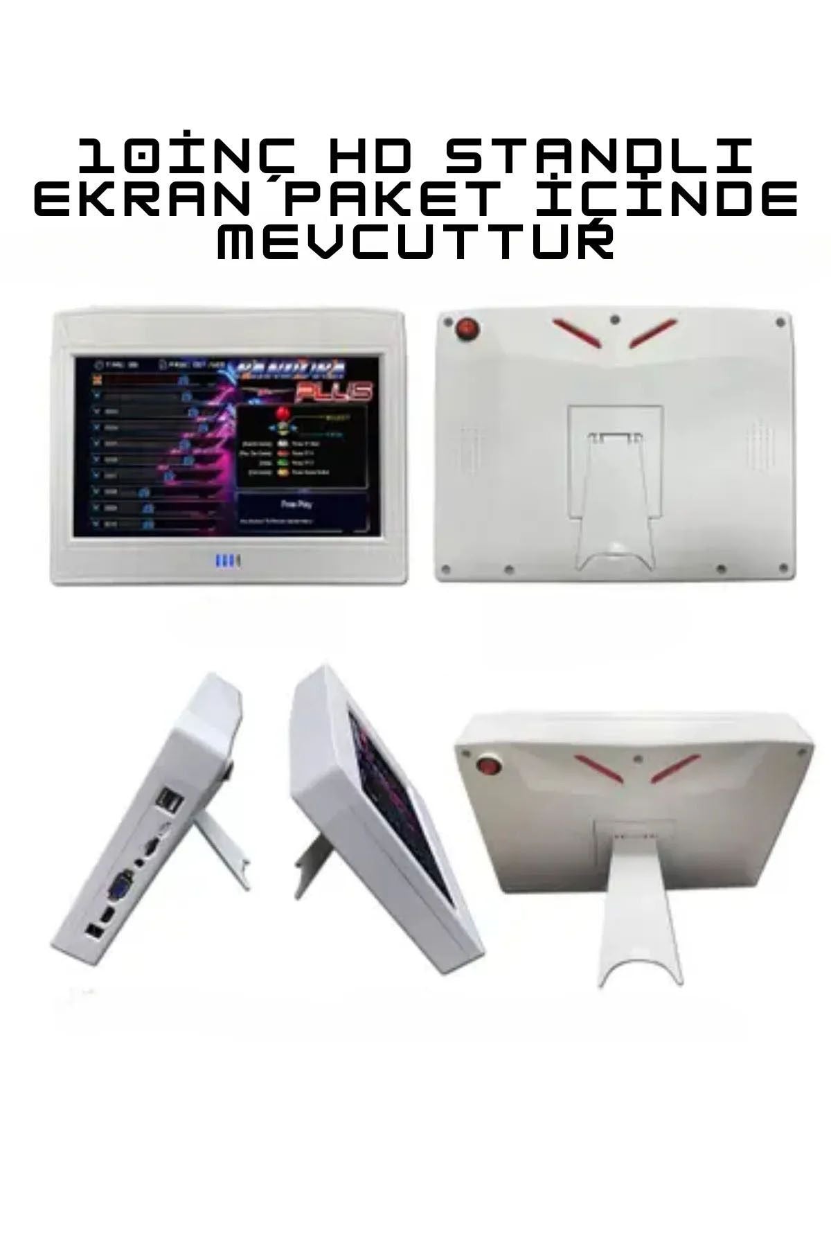 Pandora 10inç Hd Lcd Ekranlı 20000 Oyunlu Kablosuz Çift Kol Retro Arcade Şarjlı Oyun Konsolu Siyah