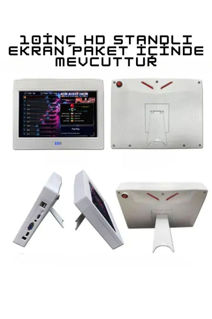 Pandora 10inç Hd Lcd Ekranlı 20000 Oyunlu Kablosuz Çift Kol Retro Arcade Şarjlı Oyun Konsolu Siyah