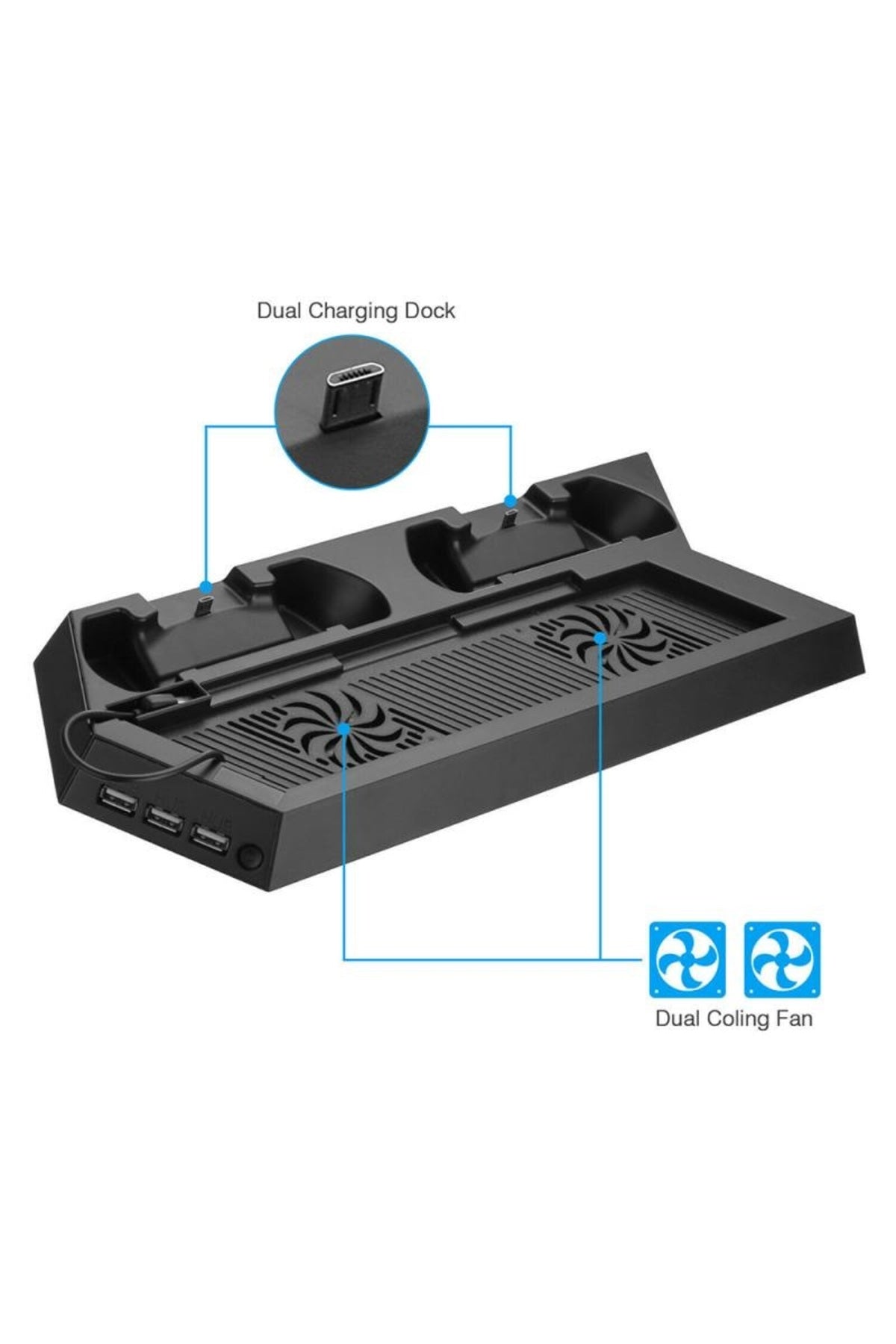 Ps4 Fat-ps4 Slim-ps4 Pro Joystick Kol Şarjlı Multifonksiyonel Fanlı Dikey Stand