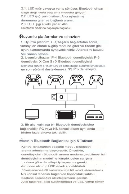Android Tv/tv Xbox/pc/nintendo Switch Uyumlu Kablosuz Joystick Bluetooth V5.0 Usb Bağlantı Aparatı