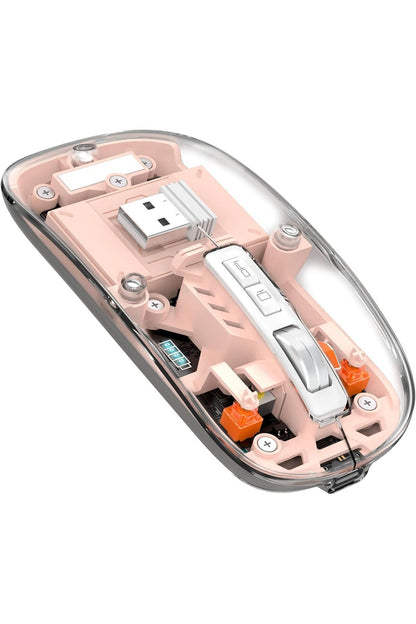 M133 Şeffaf Kablosuz Bluetooth Mouse Üç Modlu Sessiz Şarj Edilebilir