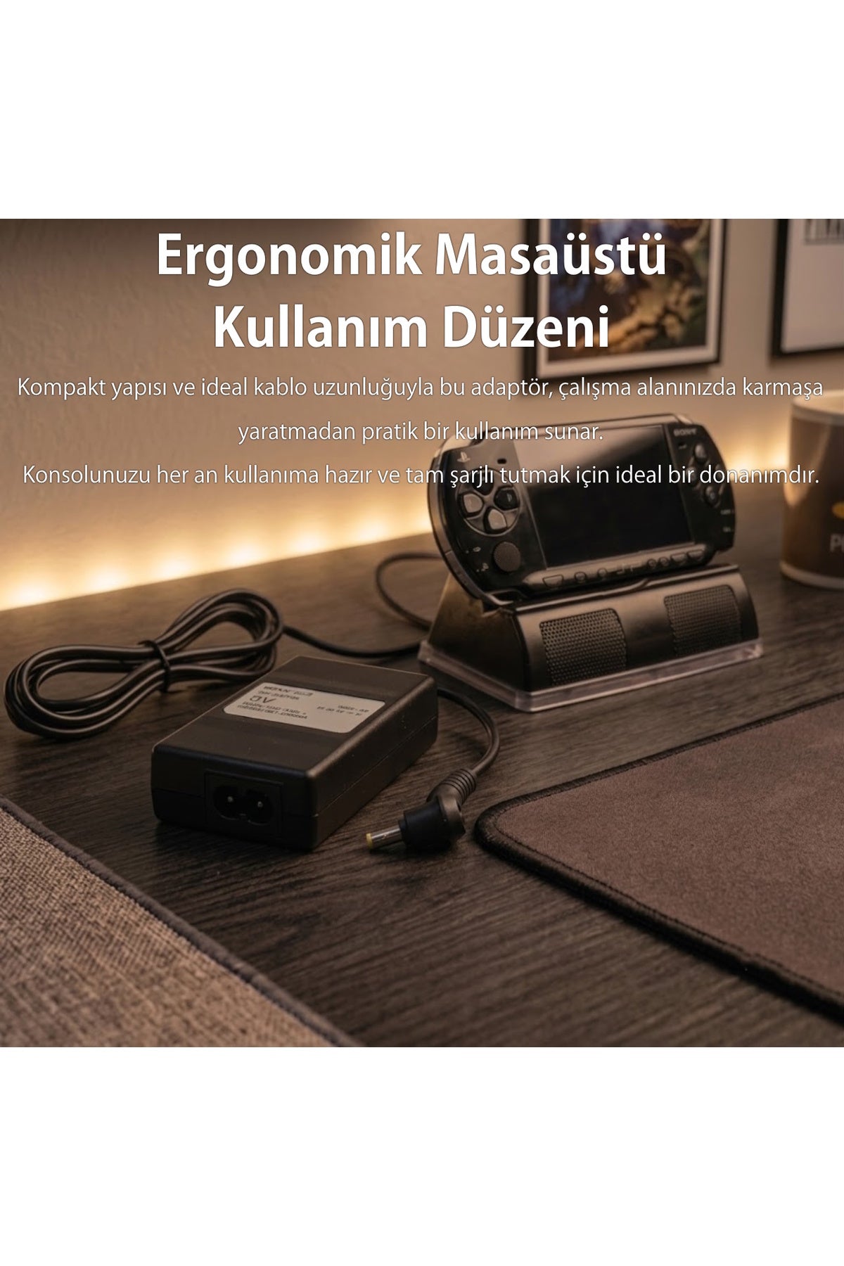 PSP 3000/2000 Uyumlu 3in1 Mavi Led Işık Hoparlörlü Şarj Standı - WT-P32