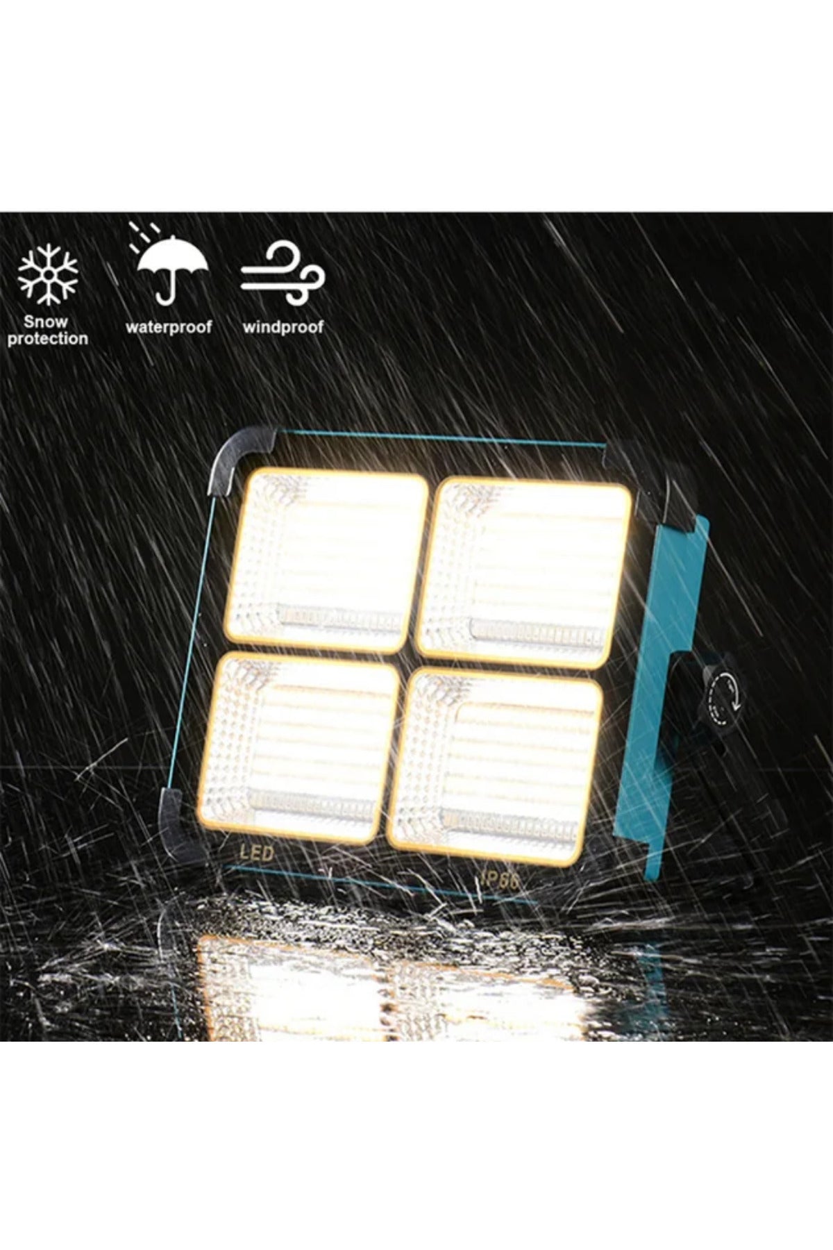 HP-L03 150W Solar Şarjlı LED Çalışma Işığı | IP66 | USB Çıkışlı | Taşınabilir Projektör