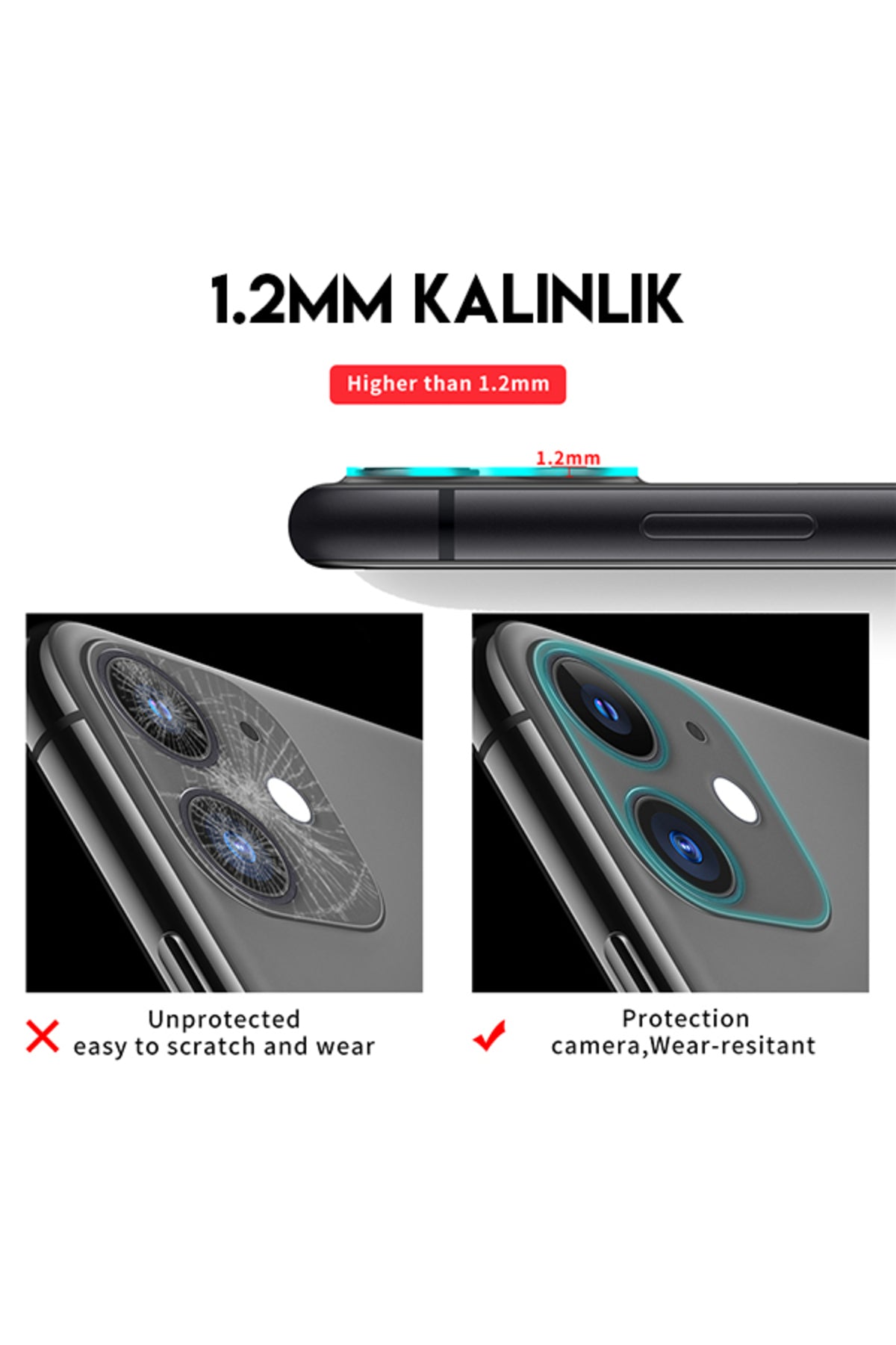 Apple Uyumlu iPhone 13 Pro Max Kamera Lens Koruma Camı Şeffaf