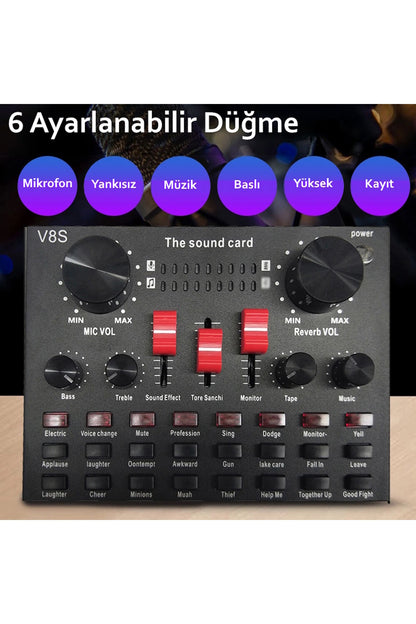 V8S USB Taşınabilir Profesyonel Stüdyo Mikser