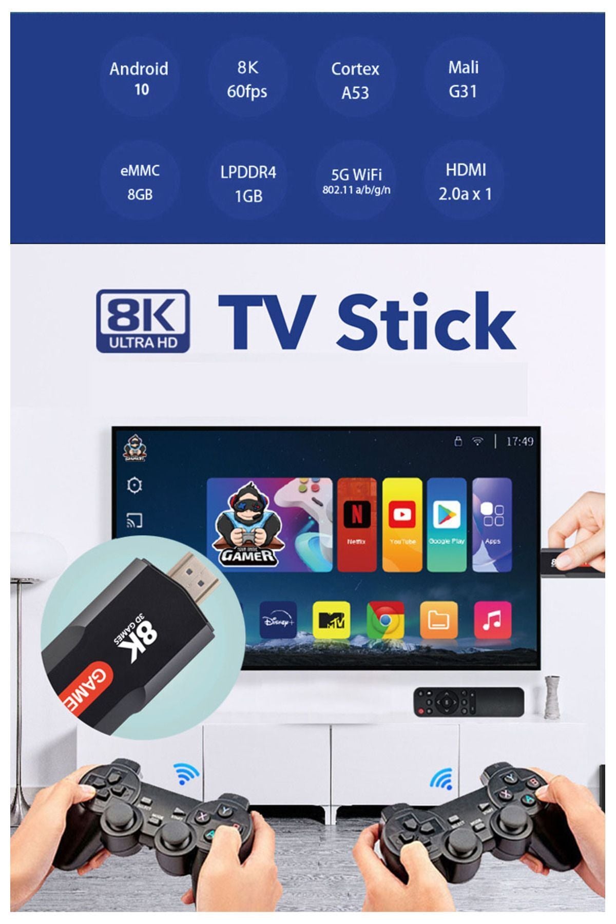 Q9 10000+ Retro Arcade Oyun Konsolu & 8k Ultra Hd Android Tv Box Netflix Youtube Google Uyumlu Siyah