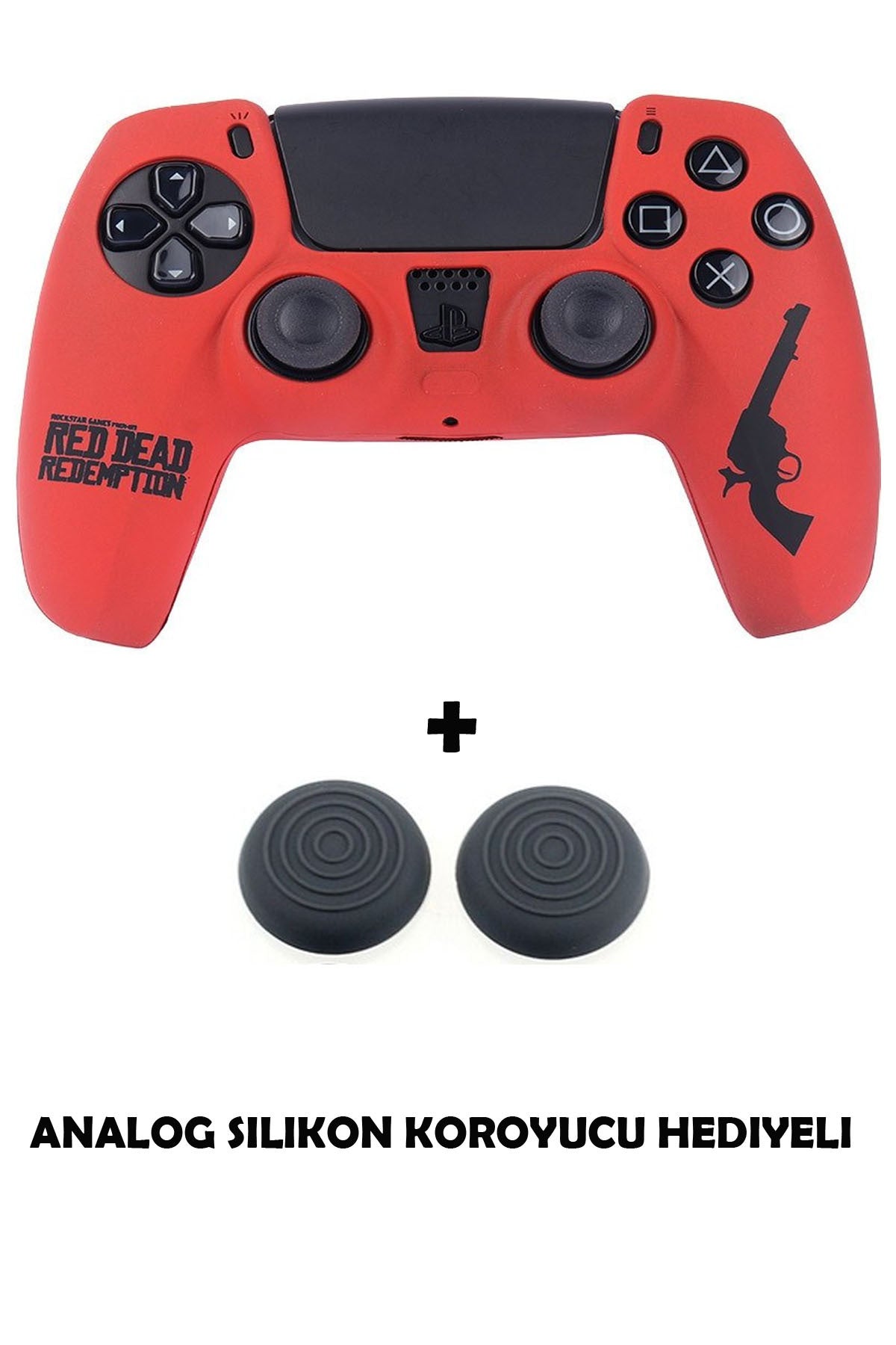 Ps5 Dualsense Red Dead Redemption Desenli Koruyucu Silikon Kılıf + Analog Silikon Koruyucu Rdr Model-1