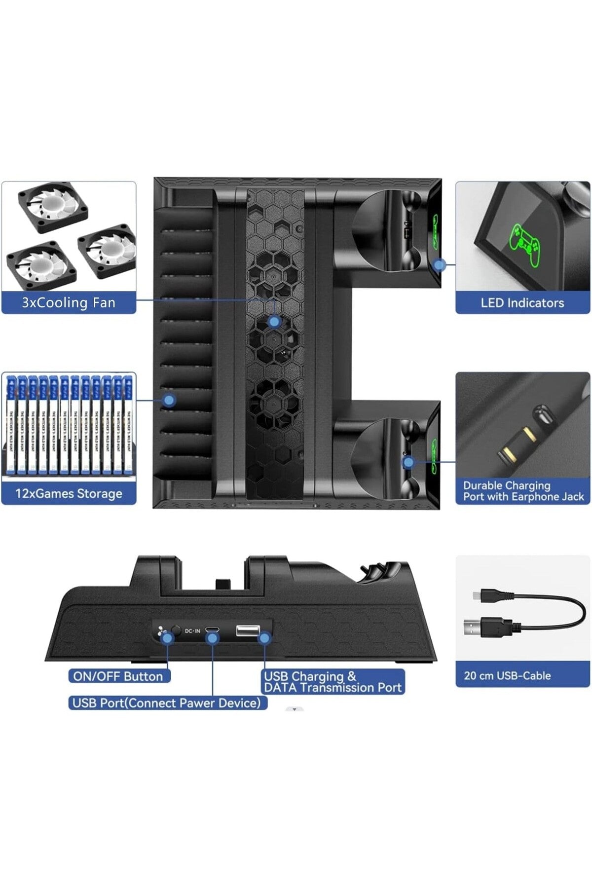 Tp4-882c Multi Fonksiyonel Tüm Ps4 Modeller İle Uyumlu Soğutma Ve Şarj İstasyonu