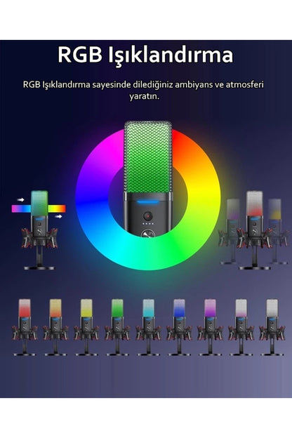 X3W RGB Kablolu/Kablosuz Condenser Mikrofon