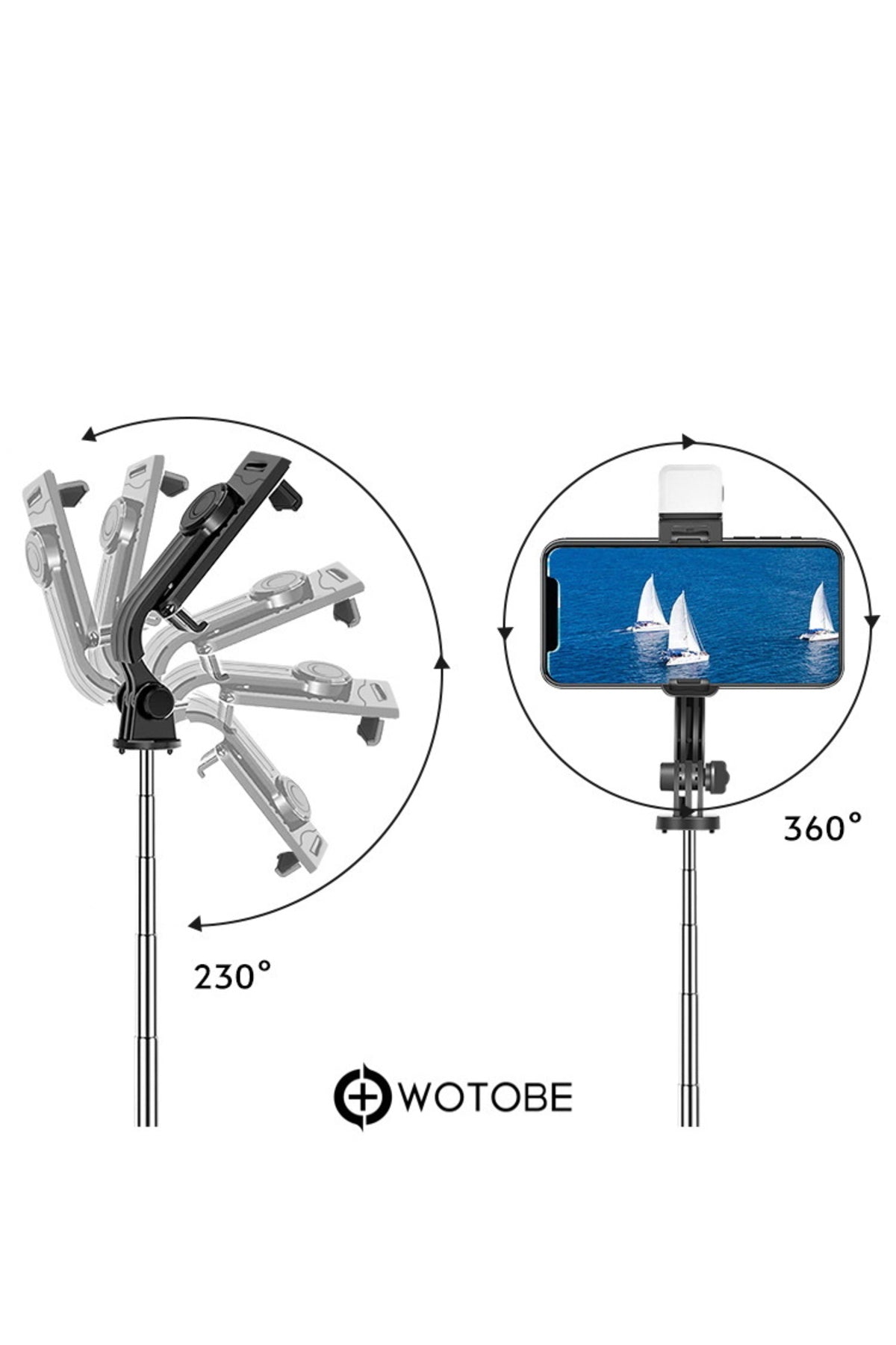7 Kademeli 360 Derece Ayarlanabilir 1.70 Metre Kumandalı Kamera Sabitleyici Tripod