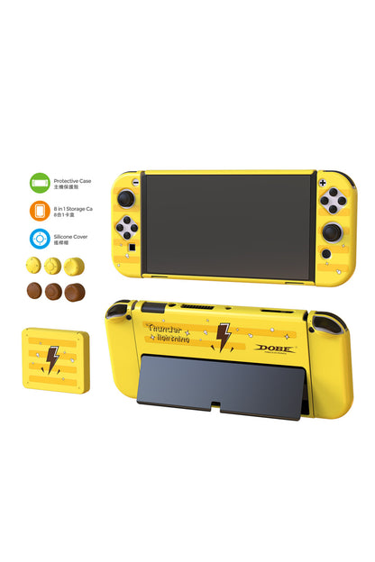 Switch Oled 3in1 Standlı Rnkli Kılıf Analog Yükseltici Ve Koruyucu Kart Kutusu Sarı