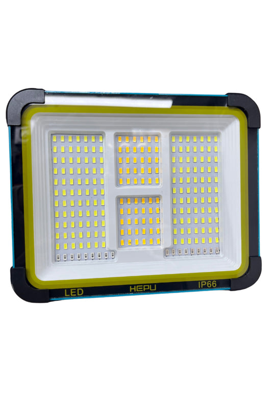 Güneş Enerjili Taşınabilir LED – 150W Güç, 336 LED, IP66, Solar + USB Şarjlı, Mıknatıslı Taban
