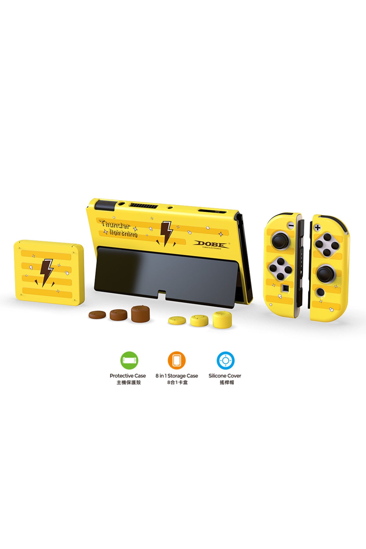 Switch Oled 3in1 Standlı Rnkli Kılıf Analog Yükseltici Ve Koruyucu Kart Kutusu Sarı