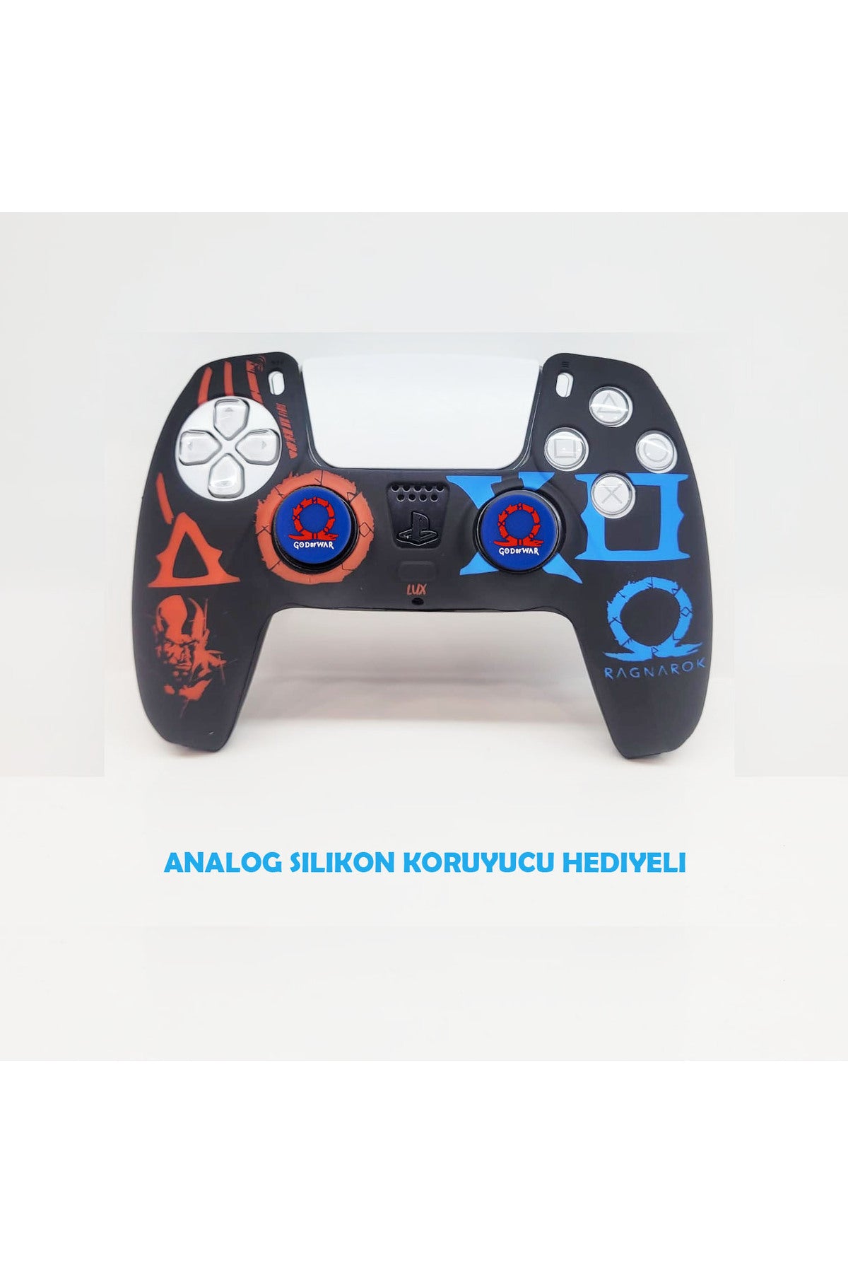Ps5 Dualsense God Of War Ragnarok Koruyucu Silikon Kılıf + Analog Silikon Koruyucu Kırmızı