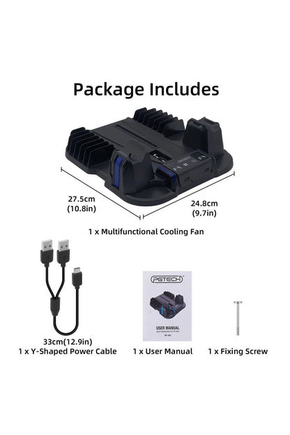 Pg-tech Gp-521 Ps5 Slim Disk/ps5 Slim Dijital Uyumlu Multifonksiyonel Soğutucu Fan Şarj Stand Siyah