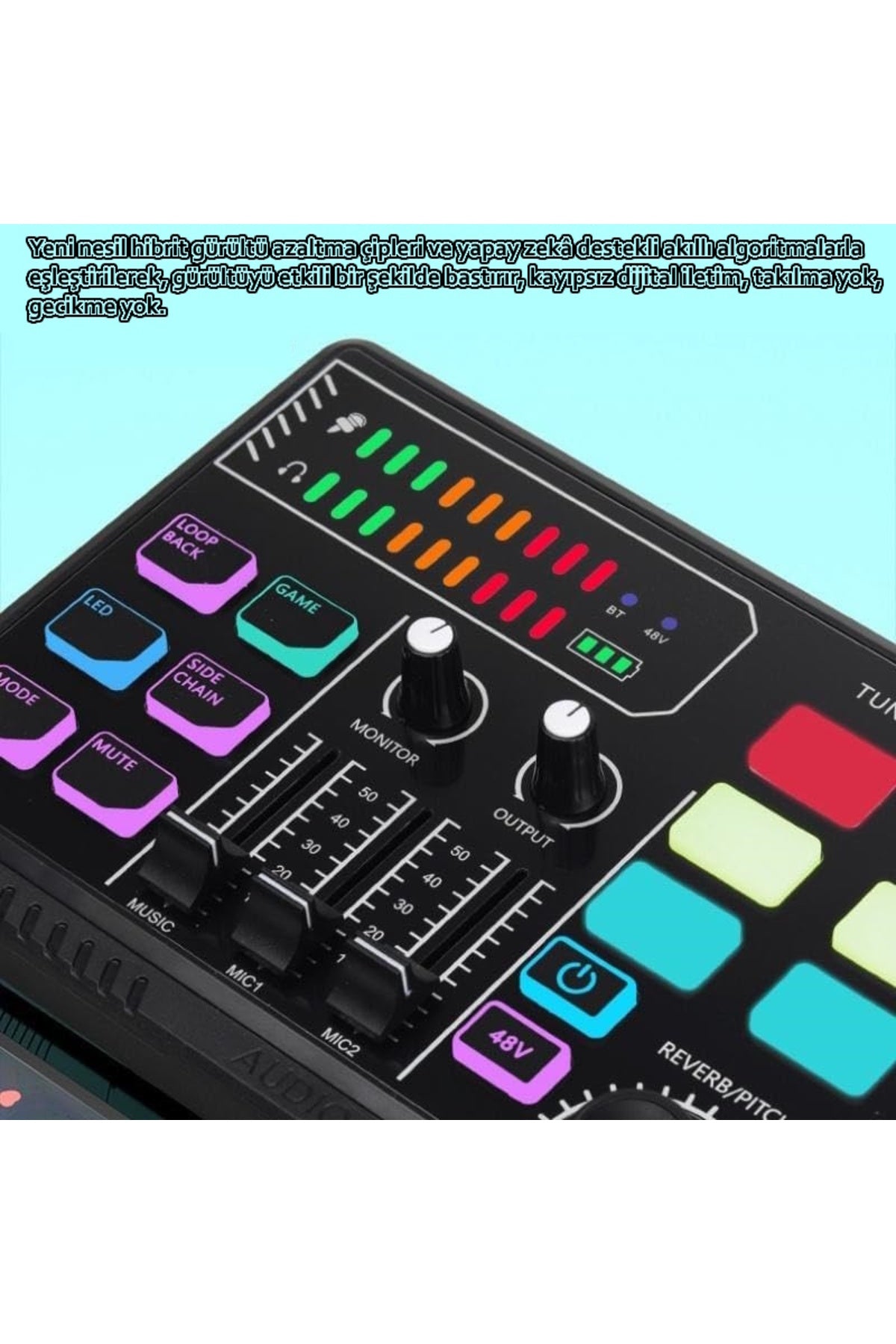 P100 RGB Profesyonel Stüdyo Ses Mikseri Mikrofon