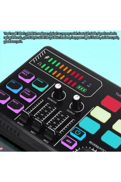 P100 RGB Profesyonel Stüdyo Ses Mikseri Mikrofon