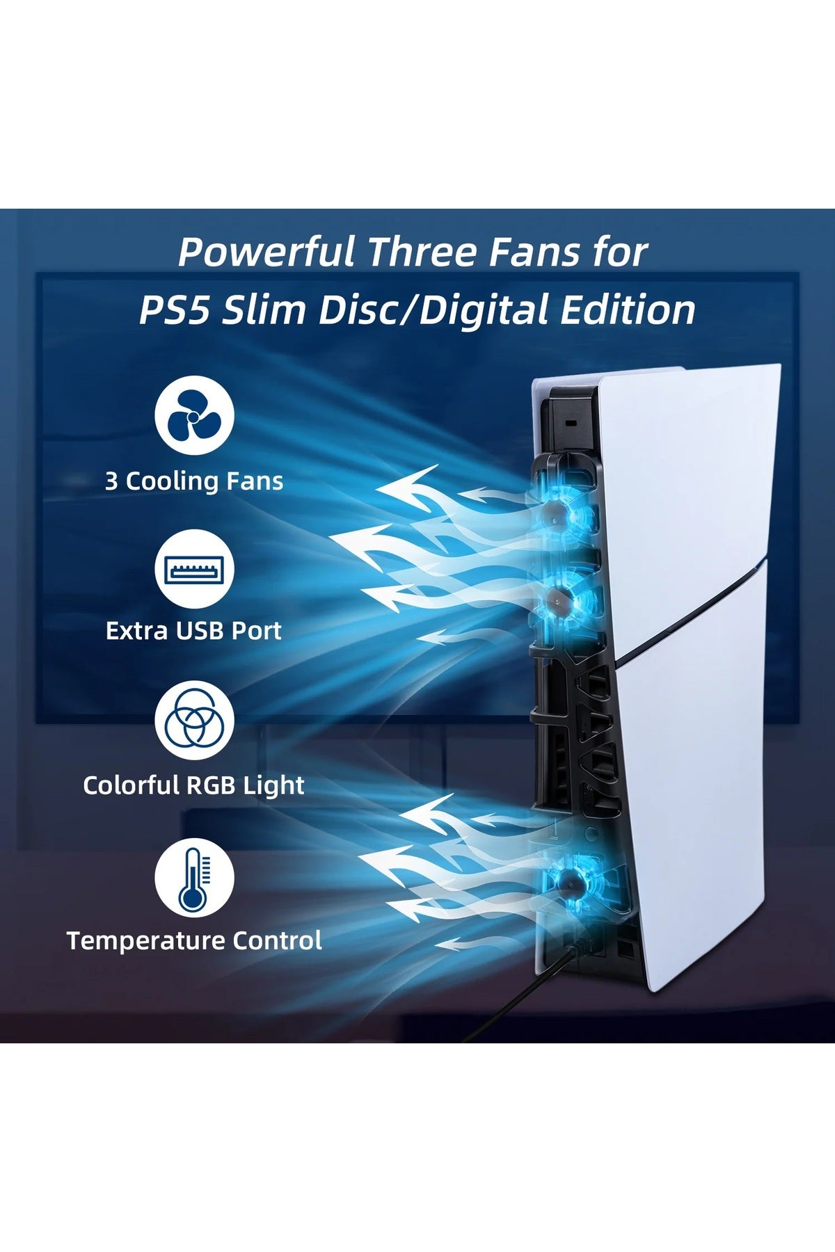 Tp5-3538s Ps5 Slim Disk Ps5 Slim Dijital Uyumlu Hız Ayarlı Rgb Arka Soğutucu Fan