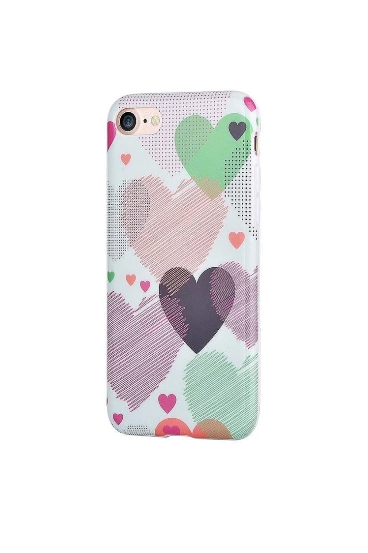 Iphone 7, Iphone 8 Için Renkli Kalpler Tpu Silikon Kılıf