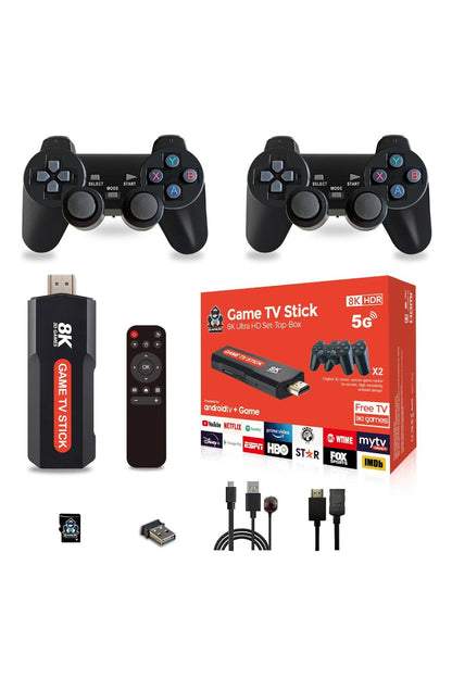 Q9 10000+ Retro Arcade Oyun Konsolu & 8k Ultra Hd Android Tv Box Netflix Youtube Google Uyumlu Siyah