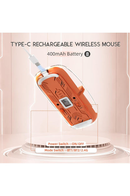 M133 Şeffaf Kablosuz Bluetooth Mouse Üç Modlu Sessiz Şarj Edilebilir