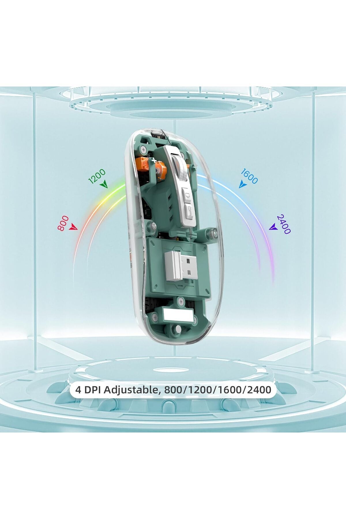 M133 Şeffaf Kablosuz Bluetooth Mouse Üç Modlu Sessiz Şarj Edilebilir