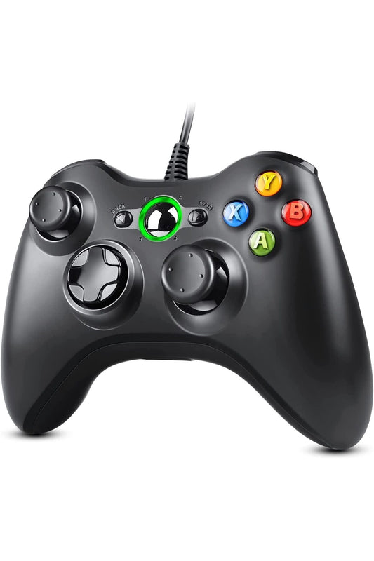 360 Usb Kablolu Oyuncu Kontroller Geliştirilmiş Ergonomik Tasarım Siyah
