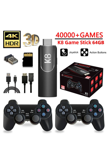 K8 4k Hdmi 10000+ Oyunlu Çift Kol 3d Retro Arcade Oyun Konsolu Siyah